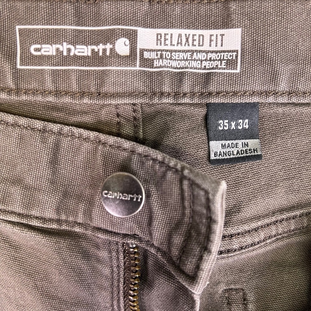 Carhartt Pants Mens 35x34 Brown Rugged Flex Relaxed Workwear Canvas Utility Work - Picture 5 of 16